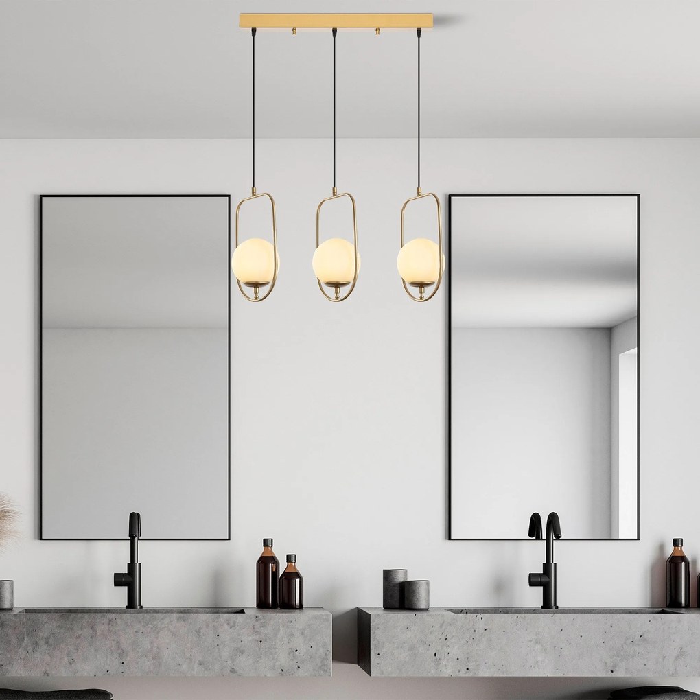 Candeeiro Chandelier Skew – Dourado – 80 cm x 15 cm