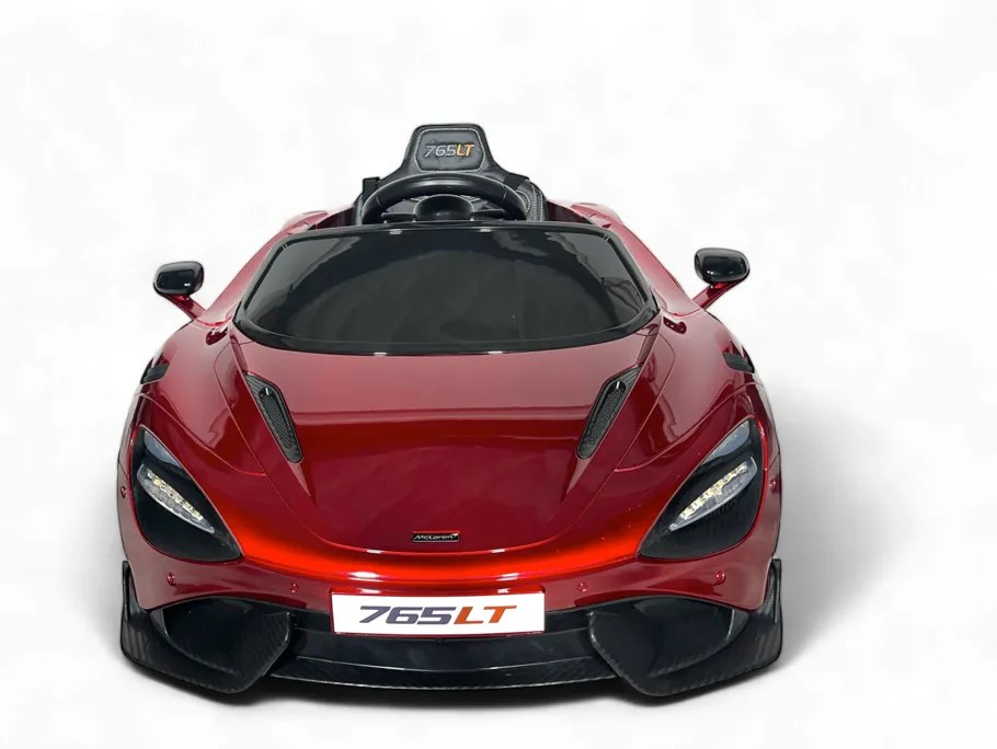 Carro elétrico para crianças McLaren 765LT, 12V pneus de borracha EVA, assento em pele artificial Vermelho