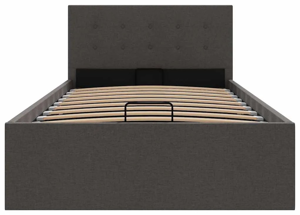 Cama hidráulica c/ arrumação 100x200cm tecido cinza-escuro