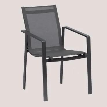 Pack 2 cadeiras de jardim em alumínio Eika Cinza Antracite - Sklum