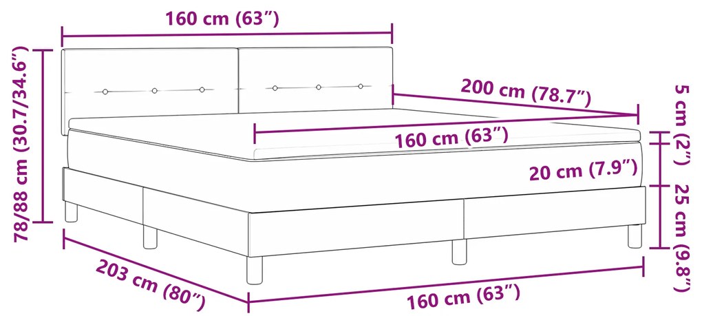 Cama Box Spring com Colchão Creme 160x200 cm Tecido