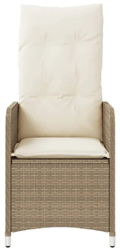 Cadeiras de jardim reclináveis 2 pcs com mesa vime PE bege