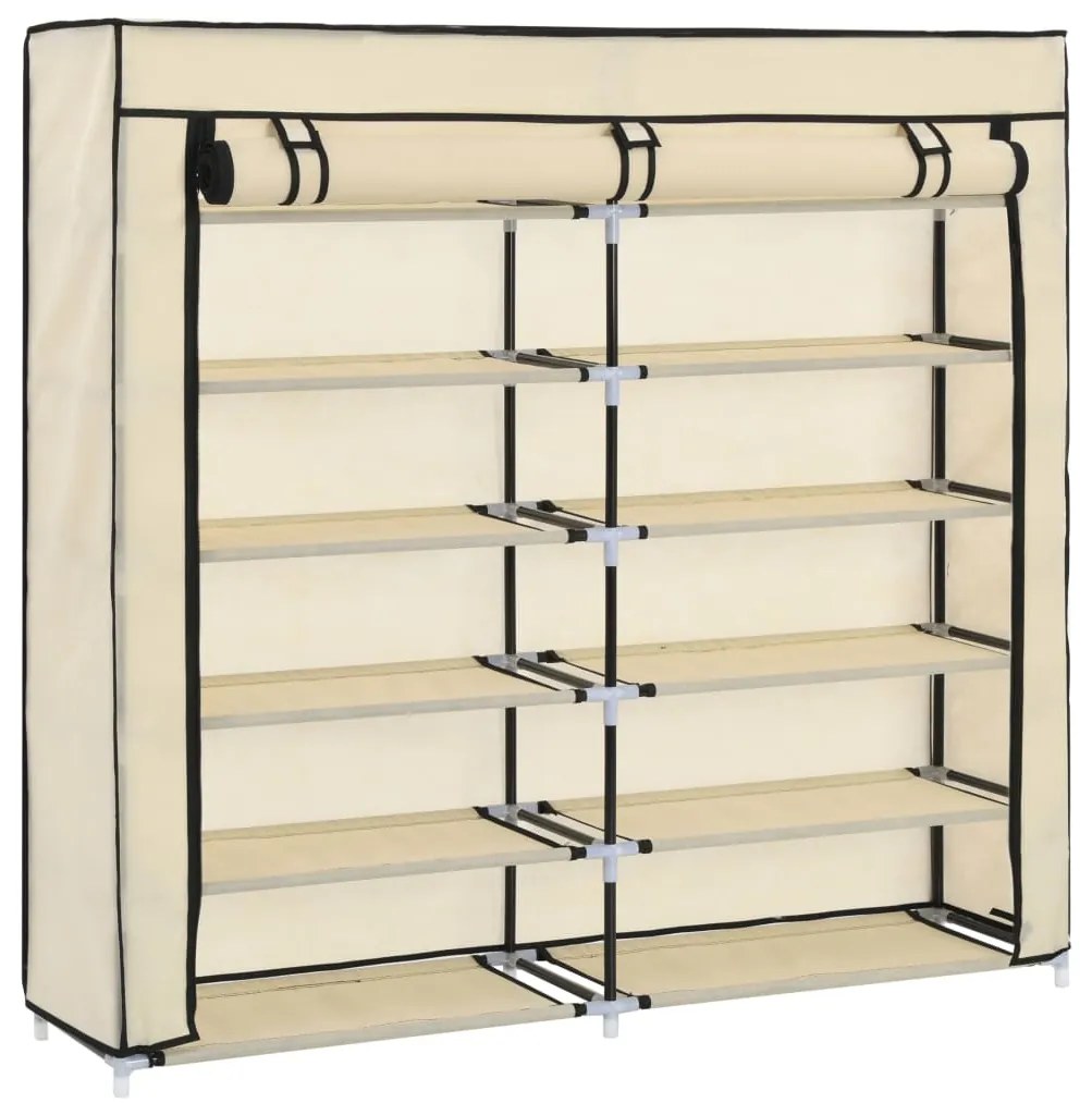 Sapateira com cobertura 115x28x110 cm tecido cor creme