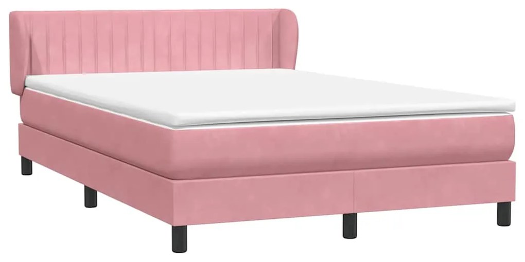 Cama com molas/colchão 140x210 cm veludo Rosa