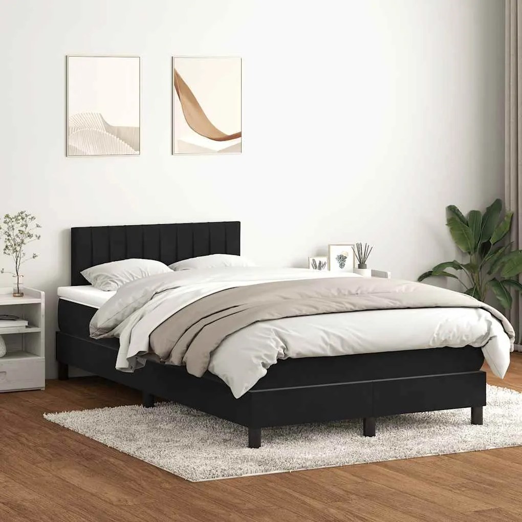 vidaXL Cama box spring c/ colchão e LED 120x220 cm veludo preto
