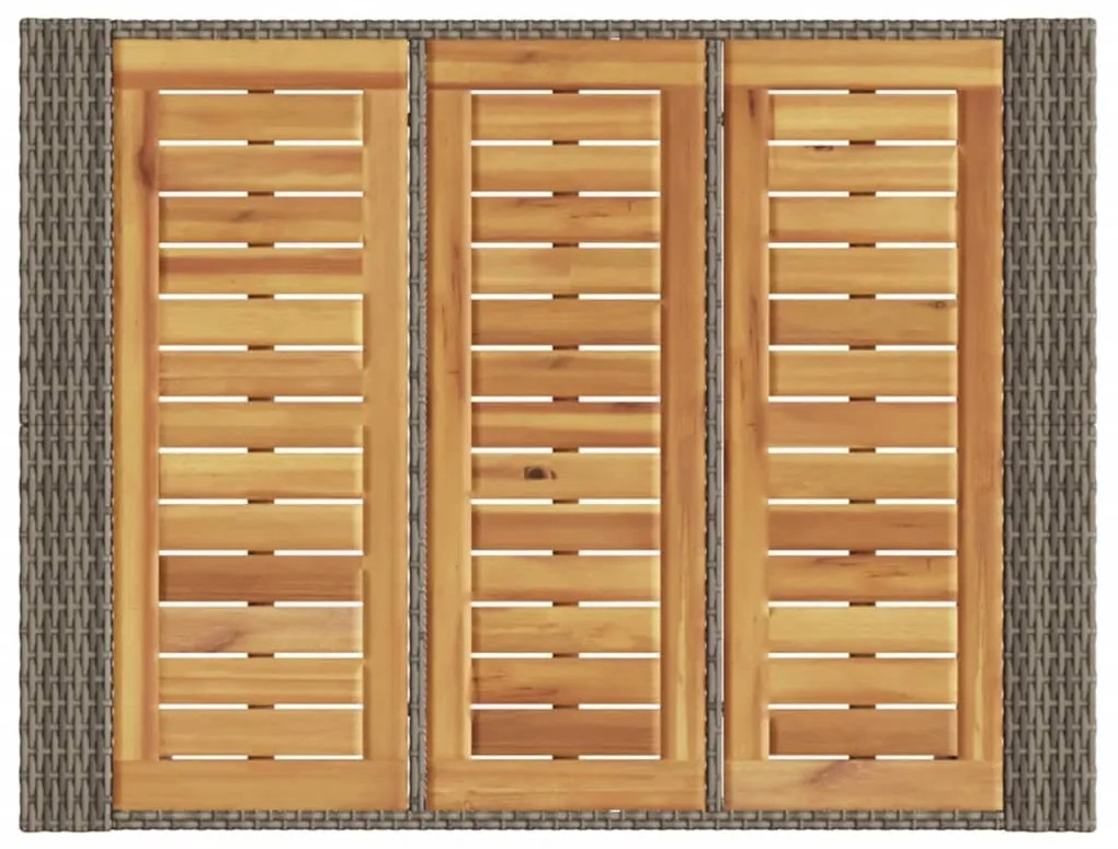 Mesa de bar para jardim com tampo em acácia vime PE cinza