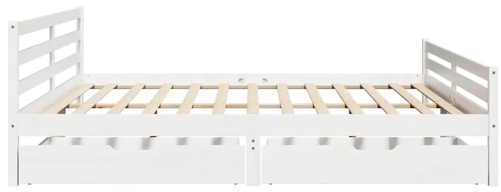 Cama sem colchão 200x200 cm madeira de pinho maciça branco