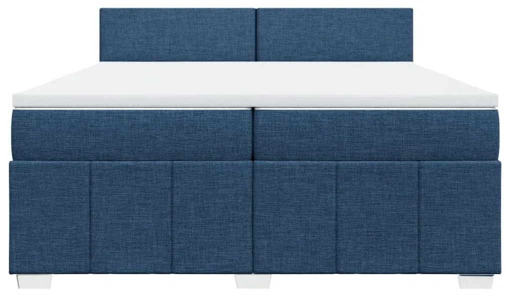Cama com molas/colchão 200x200 cm tecido azul
