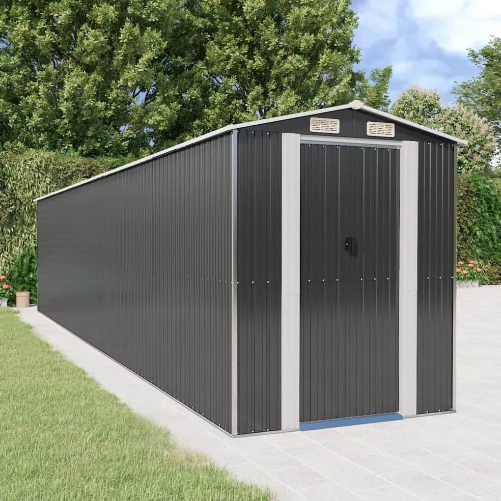 vidaXL Abrigo de jardim 192x938x223 cm aço galvanizado antracite
