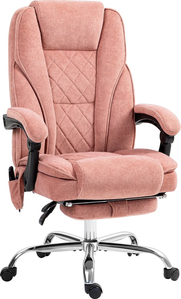 Vinsetto Cadeira de Escritório com Massagem e Aquecimento Reclinável Apoio de Pés Rosa | Aosom Portugal