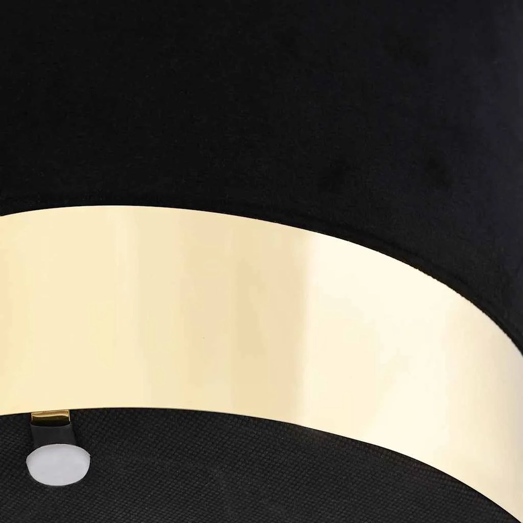 Banco 28 x 36 cm veludo preto e dourado