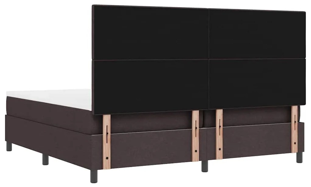 Cama Box com Colchão e LED - Castanho Escuro, 200 x 200 cm Tecido