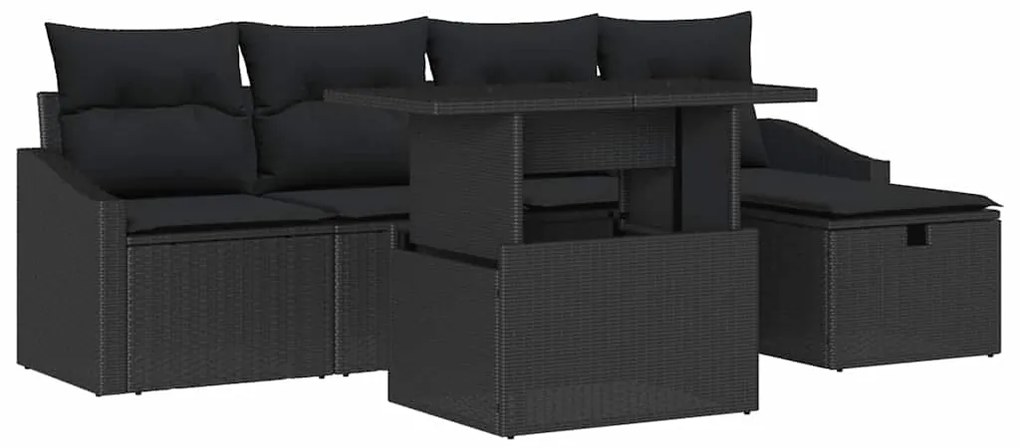 Conjunto de Sofá para Jardim com 6 Peças e Almofadas - Rattan Poliéste