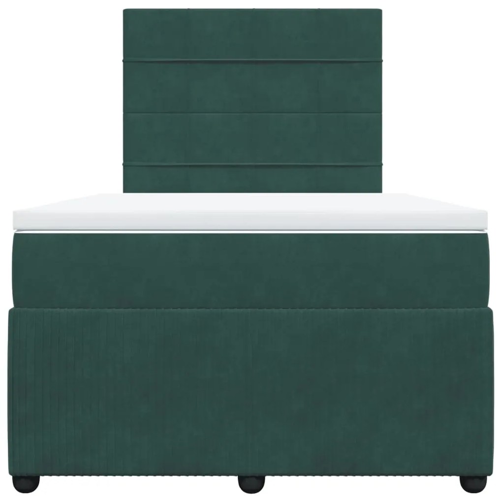 Cama boxspring com colchão 120x190 cm veludo verde-escuro