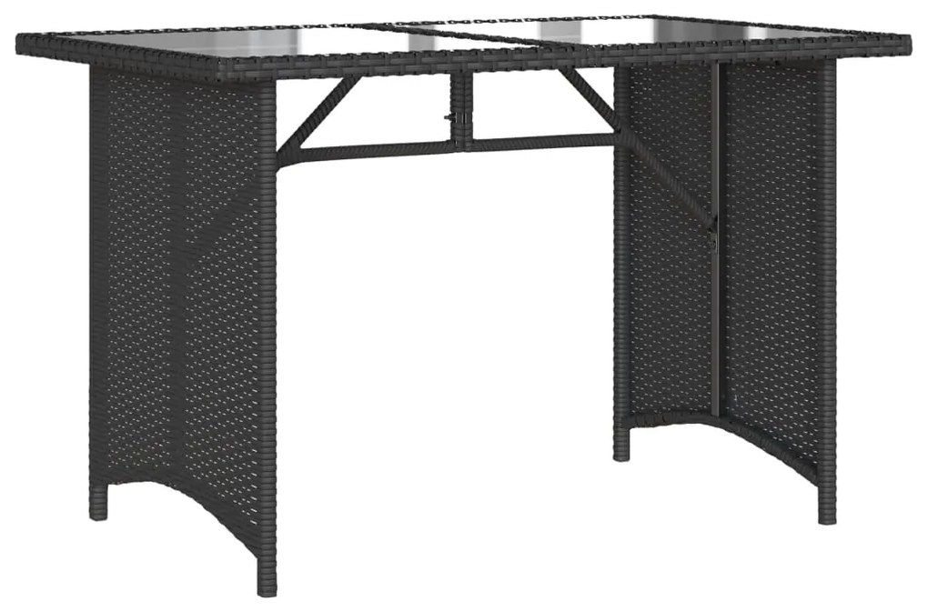 Mesa de jardim com tampo de vidro 110x68x70 cm vime PE preto