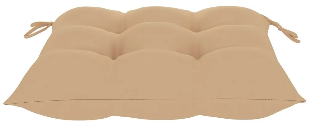 Cadeiras de jardim c/ almofadões beges 8 pcs teca maciça
