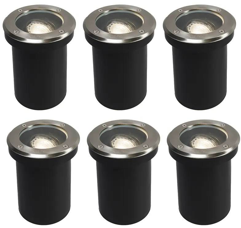 Conjunto de 6 focos de chão inteligentes para exterior ajustáveis com Wi-Fi GU10 - Delux