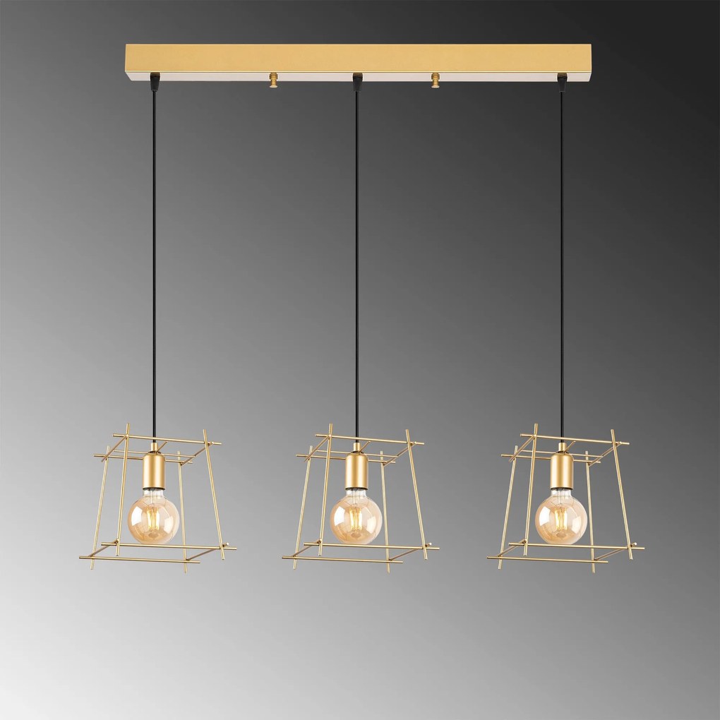 Candeeiro de Teto Coman – Ouro Brilhante – 101 x 24 x 122 cm