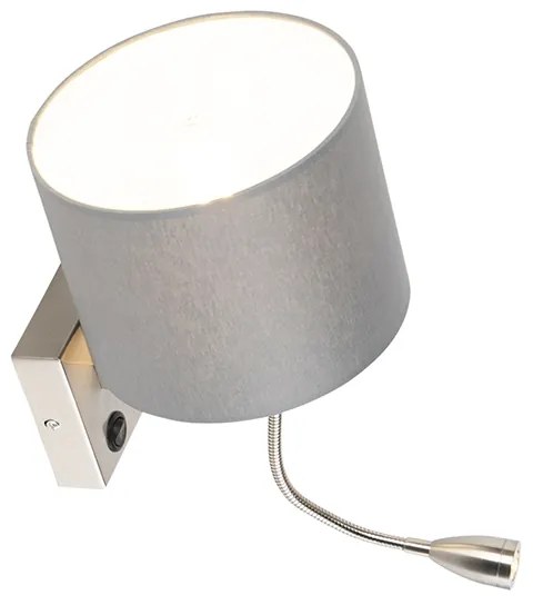 Candeeiro de parede moderno em aço com aba-jour cinzento - Brescia Moderno