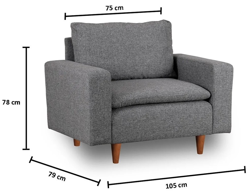 Poltrona Pafu Lungo — Cinzento - 105x52x75 cm - Design Moderno