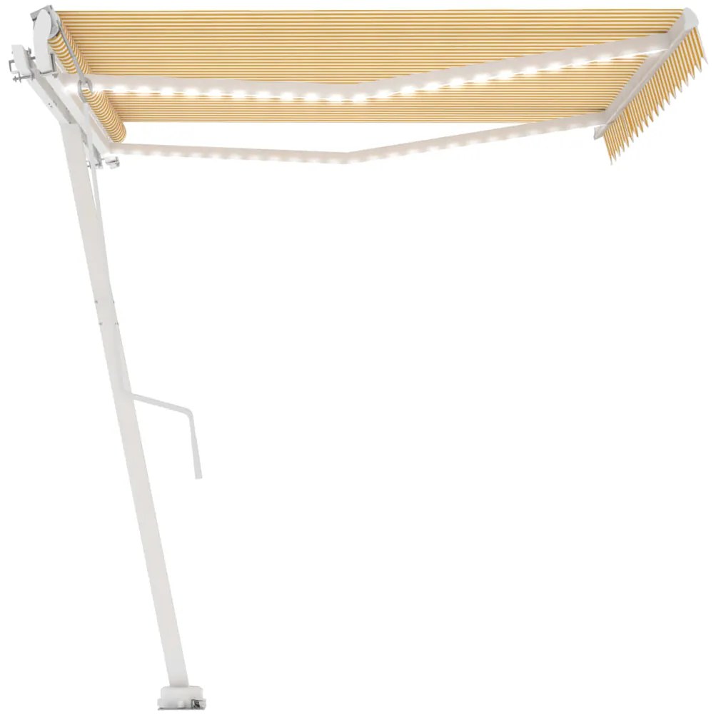 Toldo automático LED e sensor de vento 400x350cm amarelo/branco