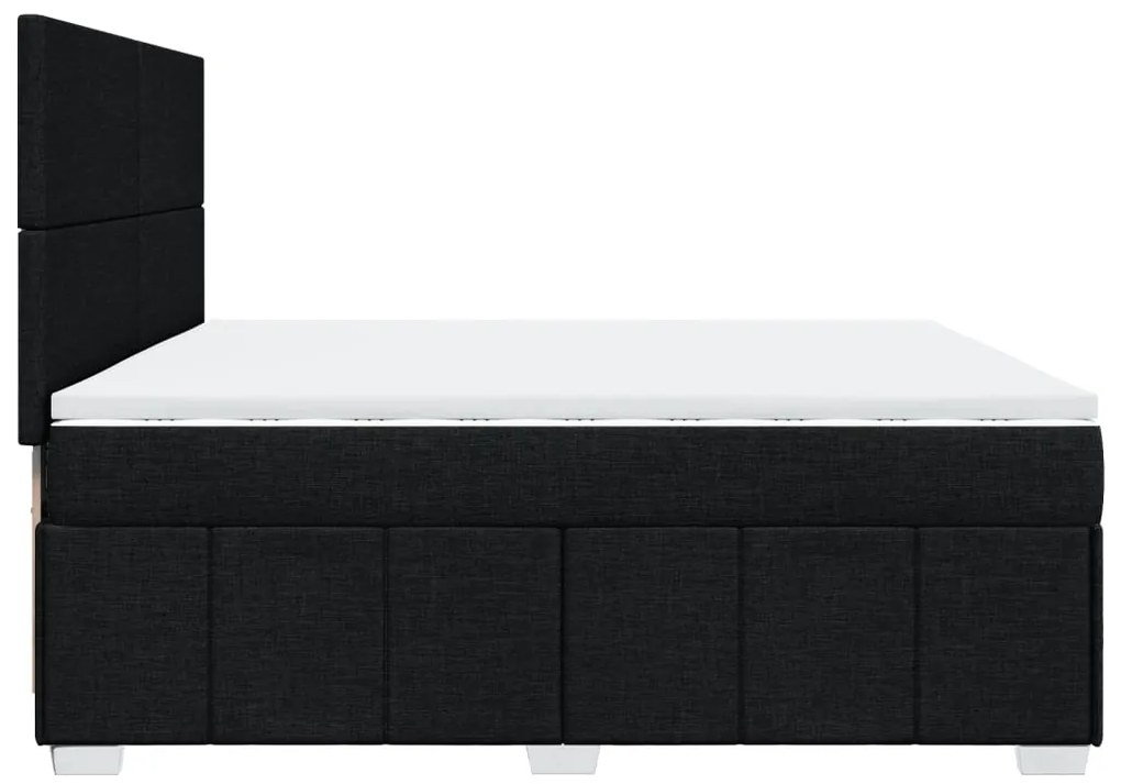 Cama com molas/colchão 200x200 cm tecido preto