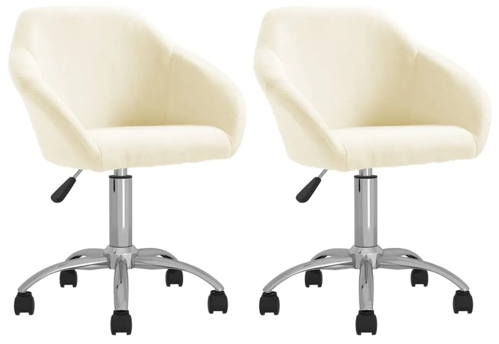 vidaXL Cadeiras de jantar giratórias 2 pcs tecido cor creme