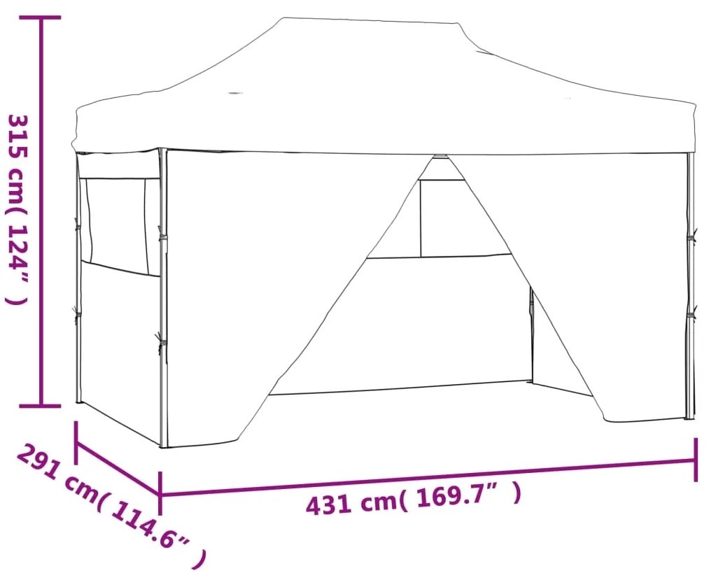 Tenda pop-up dobrável com 4 paredes laterais 3x4,5 m branco nata
