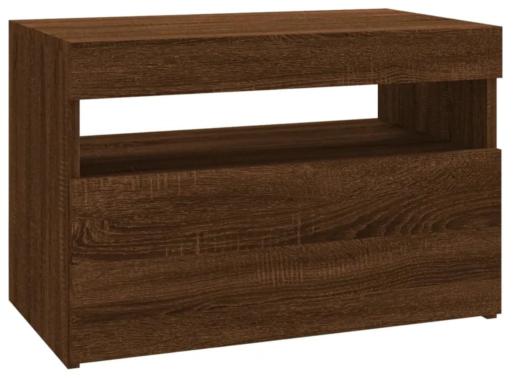 Móvel de TV com luzes LED 60x35x40 cm carvalho castanho