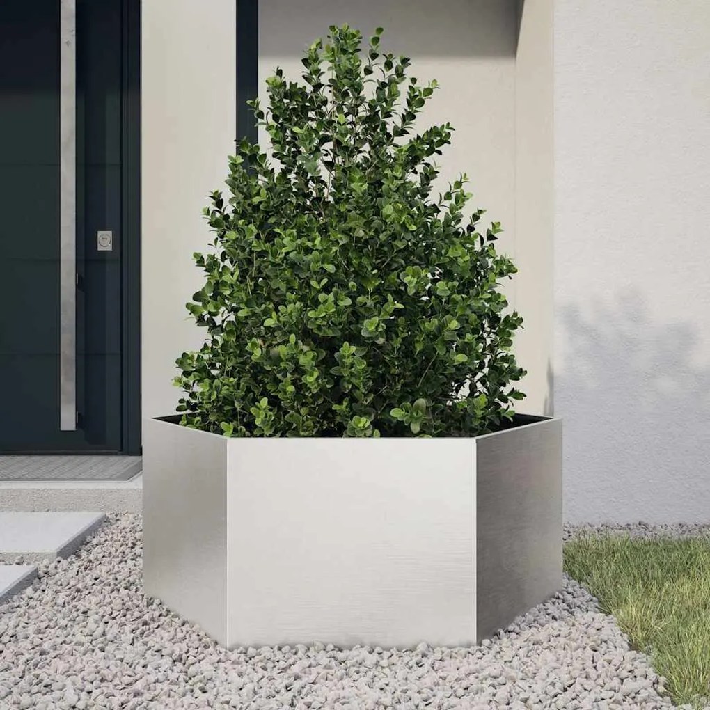Vaso/floreira de jardim hexagonal 104x90x45 cm aço inoxidável