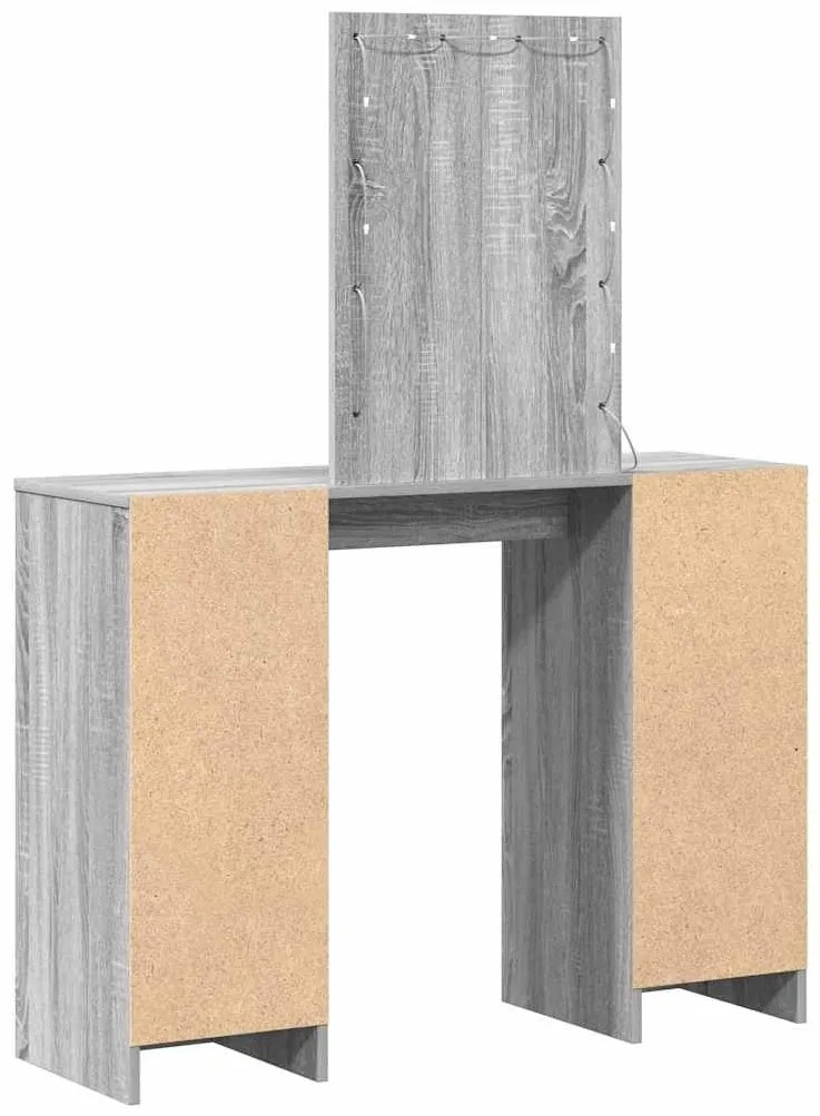mesa de maquilhagem vidaXL com luzes LED cinzento sonoma 102x33x135 cm