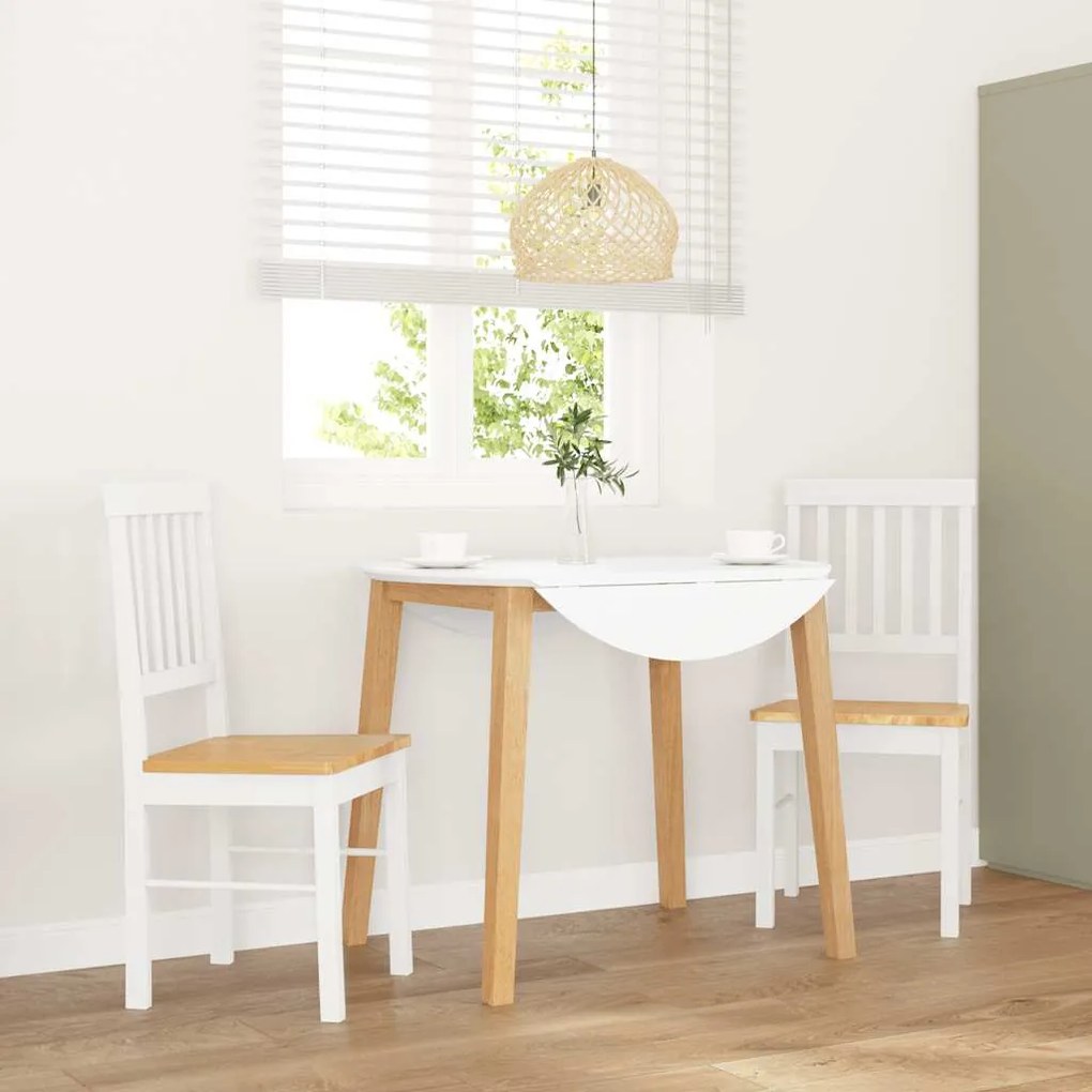 vidaXL Cadeiras de jantar 2 pcs madeira de seringueira maciça branco