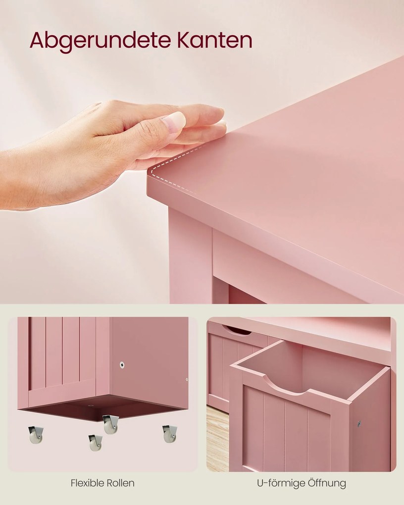 Estante para crianças com Rodas 30 x 102 x 60 cm cor-de-rosa pastel