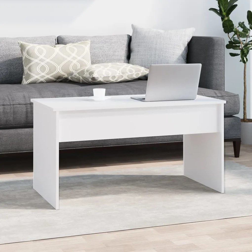 Mesa de Centro Beira Elevatória de 102 cm - Branco - Design Moderno