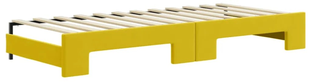 Sofá-cama com gavetão e colchões 80x200 cm veludo amarelo