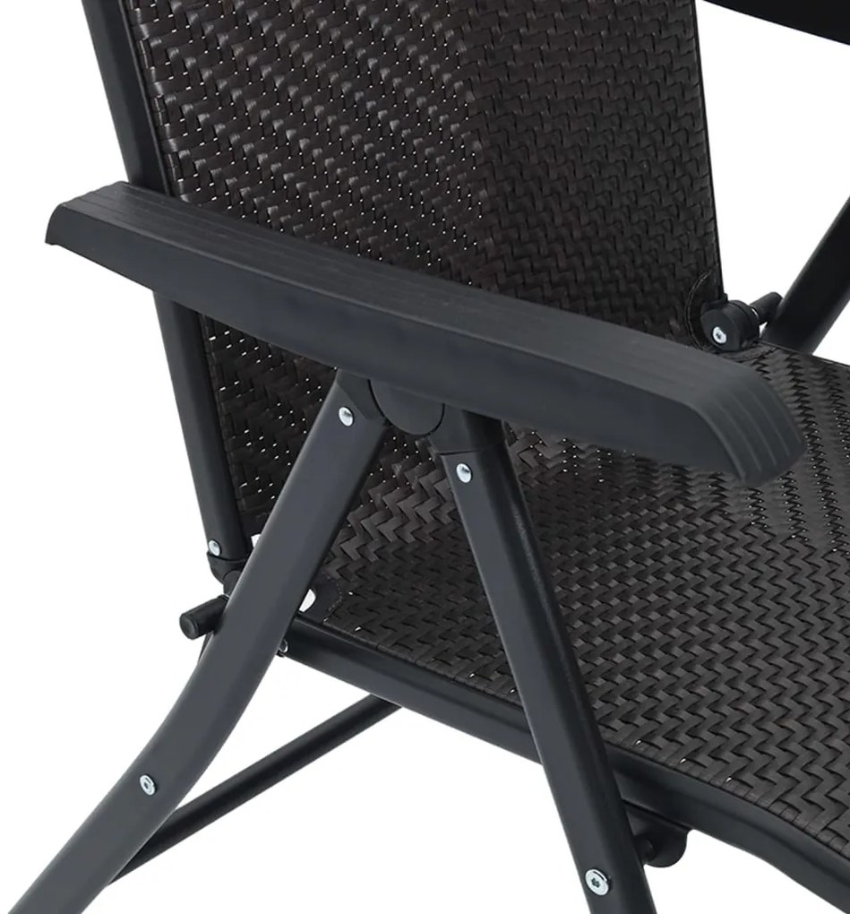 Cadeiras de jardim dobráveis 4 pcs vime PE cor preto café