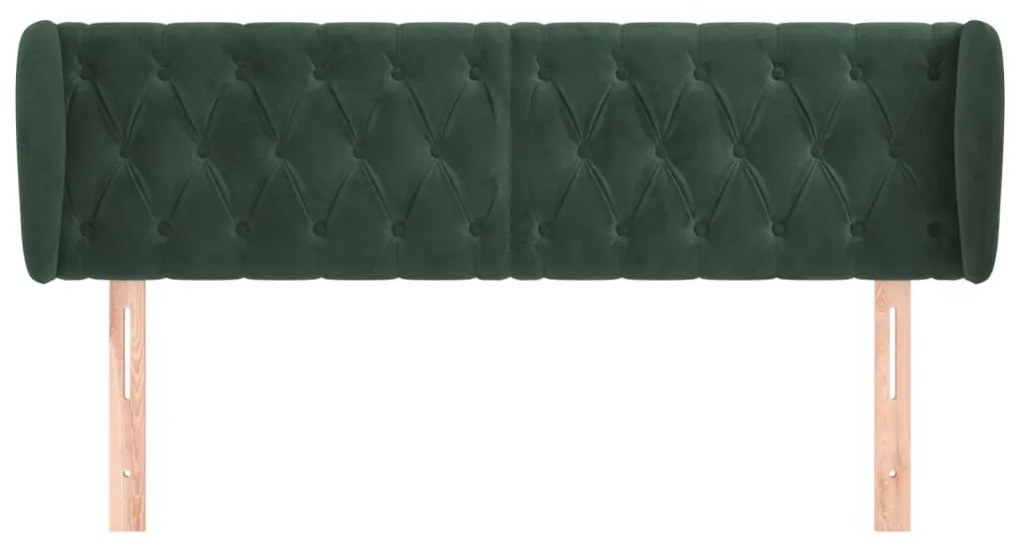 Cabeceira de cama c/ abas veludo 163x23x78/88cm verde-escuro