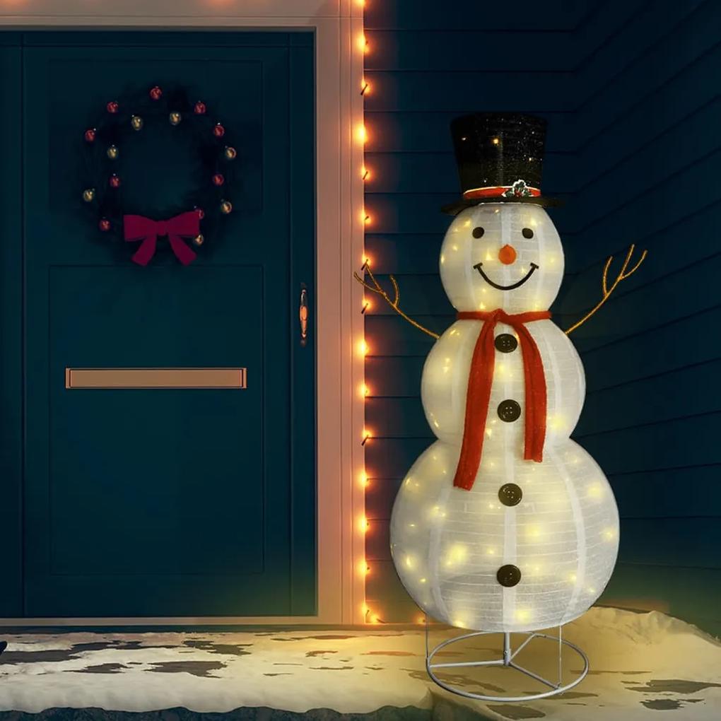 329762 vidaXL Boneco de neve decorativo com luz LED tecido de luxo 180 cm