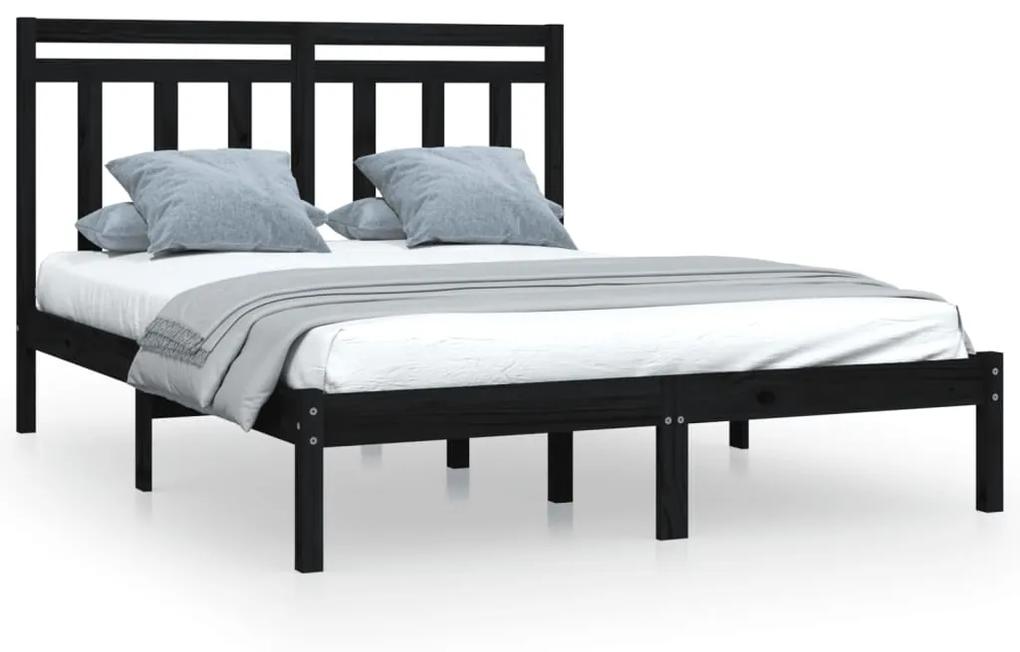 Estrutura de cama 140x200 cm madeira maciça preto