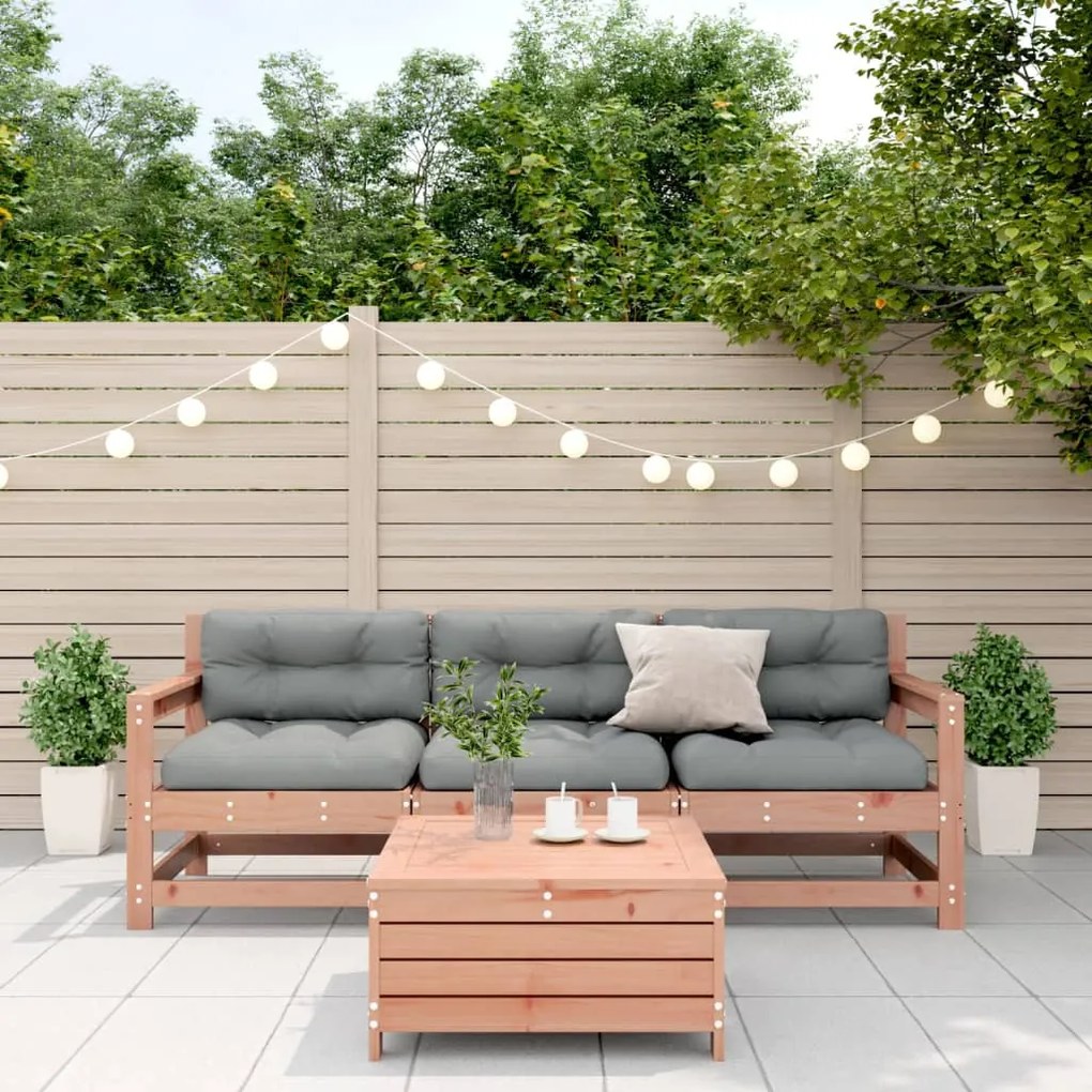 4 pcs conj. lounge jardim com almofadões madeira douglas maciça