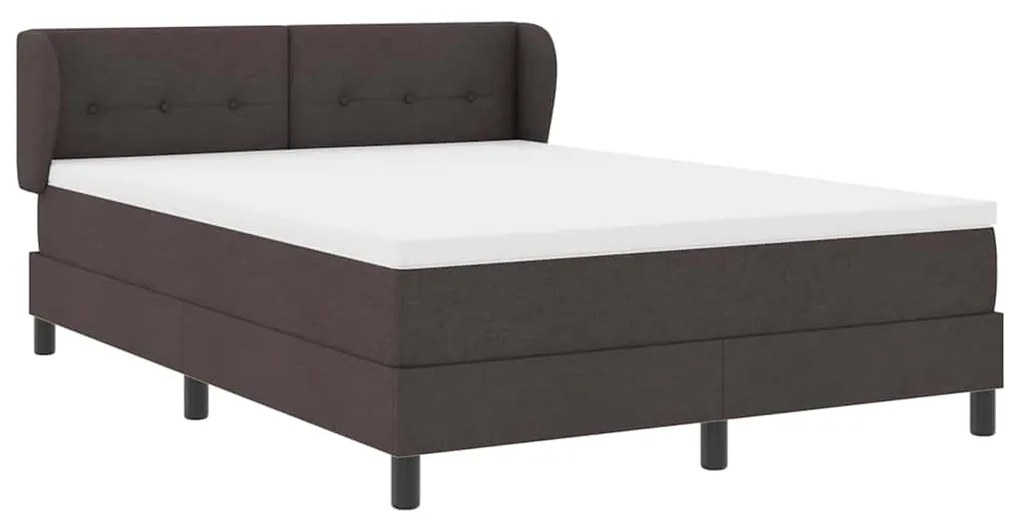 Cama Box Spring com Colchão vidaXL Marrom Escuro 140x200 cm em Tecido