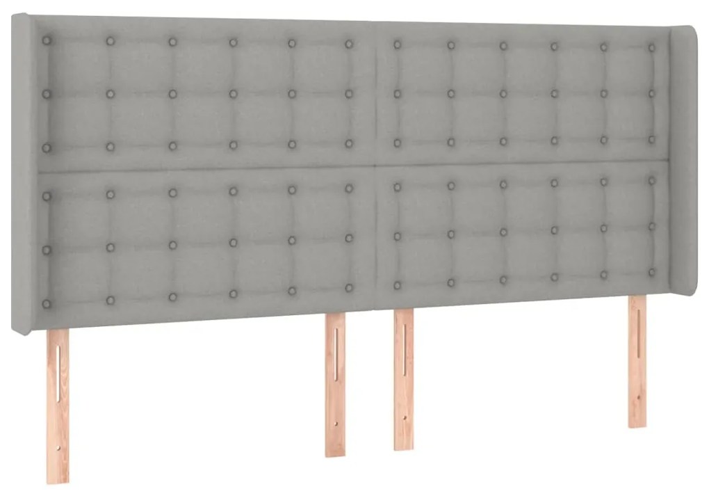 Cama box spring c/ colchão e LED 180x200 cm tecido cinza-claro