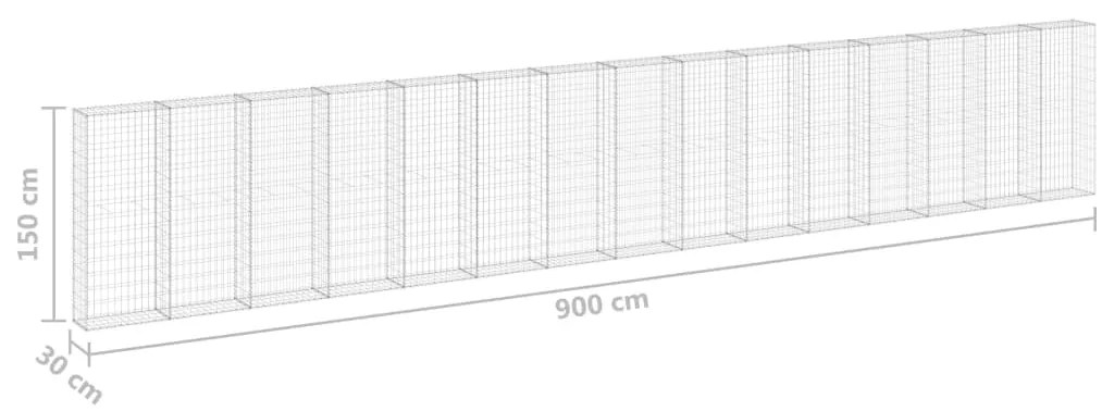 Muro gabião com tampas aço galvanizado 900x30x150 cm
