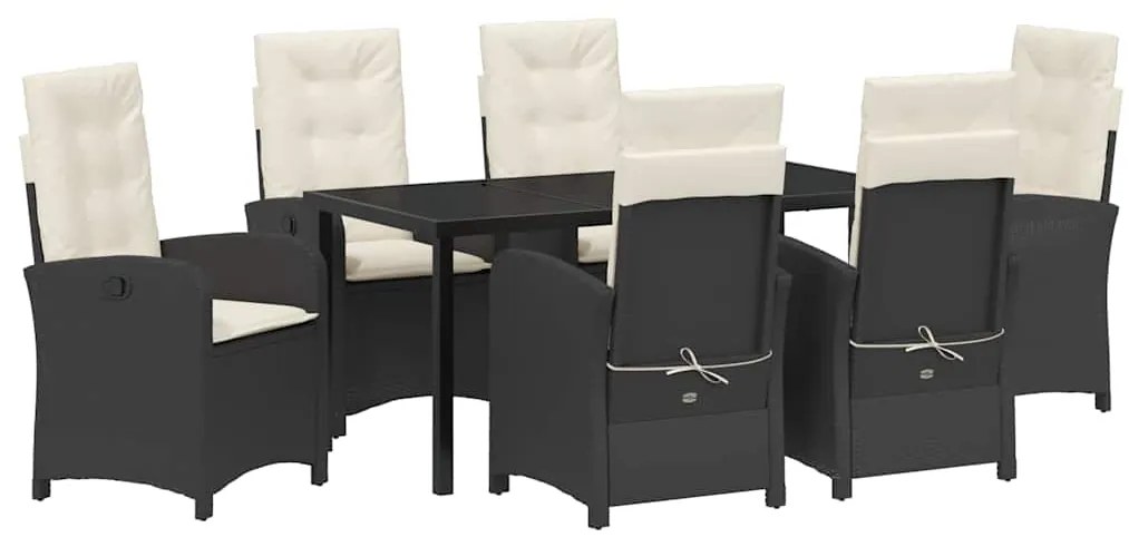 Conjunto de Jantar de Jardim 7 Peças com Almofadas - Rattan Poliéster