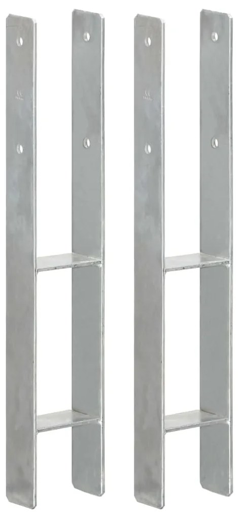 vidaXL Âncoras de vedação 2 pcs 9x6x60 cm aço galvanizado prateado