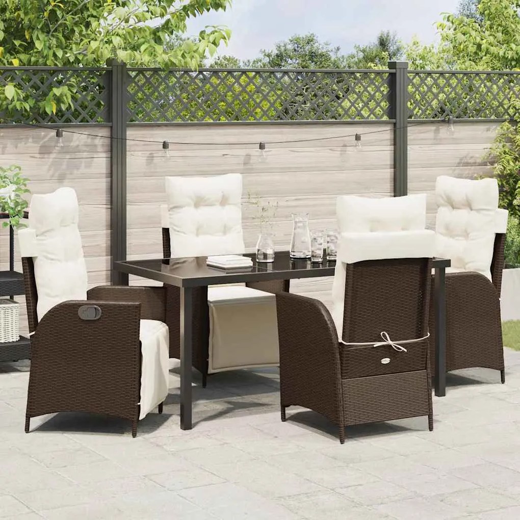 Conjunto de Jantar de Jardim com 5 Peças em Rattan Sintético Castanho