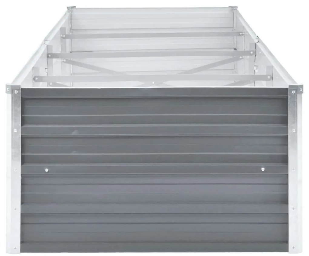 Canteiro elevado de jardim aço galvanizado 320x80x45cm cinzento