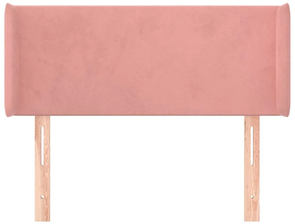 Cabeceira de cama c/ abas veludo 83x16x78/88 cm rosa