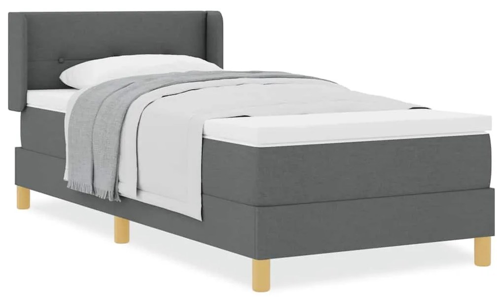 Cama Box Spring com Colchão – Cinza Escuro, 100x200 cm, Tecido