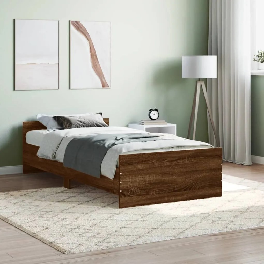 vidaXL Estrutura cama s/ colchão derivados madeira carvalho castanho